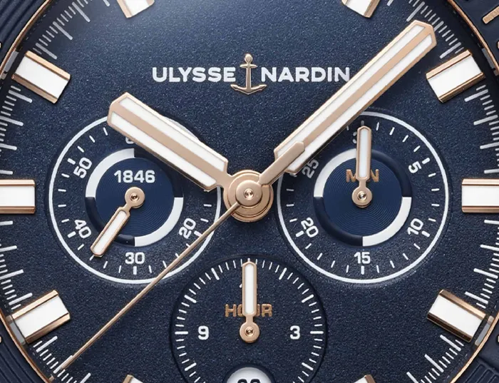 Ulysse Nardin Diver Chronograph 44mm Rose Gold Watch Ulysse Nardin Earrings