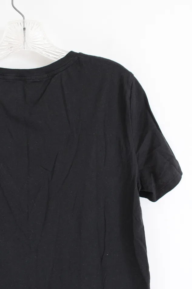 Victorias Secret Black Velvet Logo Cotton Top M Long Victorias Secret Rings