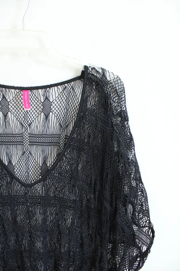Victorias Secret Necklaces Victorias Secret Black Crochet Swim Cover Up ML