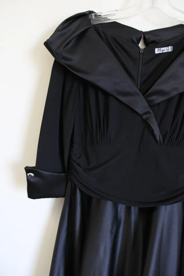 Vintage Eliza J Black Maxi Satin Formal Dress Eliza J Rings