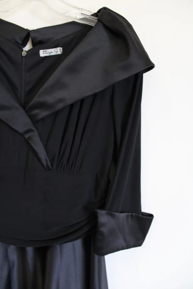Vintage Eliza J Black Maxi Satin Formal Dress Eliza J Rings