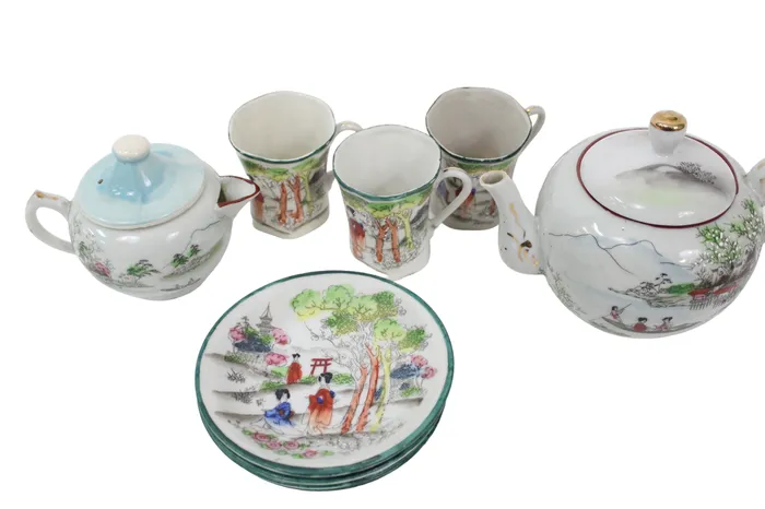 Vintage Geisha Tea Set Set Of 9 Jubilee Thrift Earrings