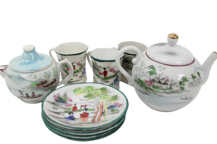 Vintage Geisha Tea Set Set Of 9 Jubilee Thrift Earrings