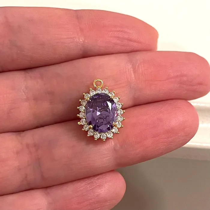 Violet Swarovski Crystal Charm Peppy Beads Charm Necklaces
