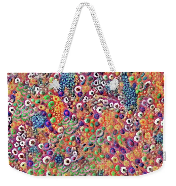 Weekender Tote Bag Customizable Carryall Tote Bag Design Colorful Bubbles Portraits by NC Earrings Weekender Tote Bag Customizable Carryall Tote Bag Design Colorful Bubbles Portraits by NC Earrings