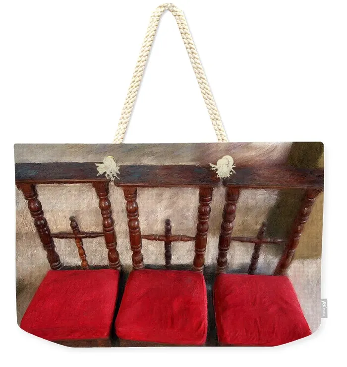 Weekender Tote Bag Customizable Carryall Tote Spiritual Retreat Gifts Prayer Kneeler Portraits by NC Earrings