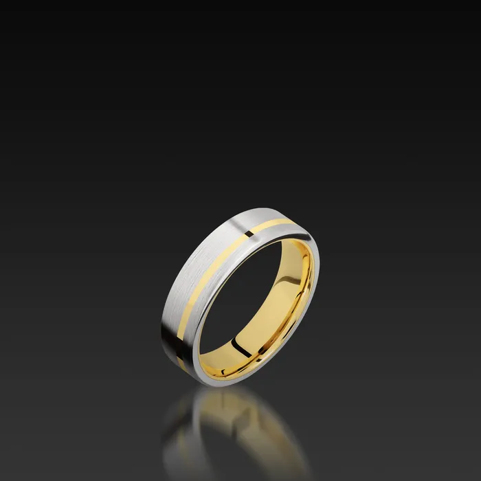 White Gold Wide Flat Band with Yellow Gold Inlay Shop John Atencio Rings White Gold Wide Flat Band with Yellow Gold Inlay Shop John Atencio Rings