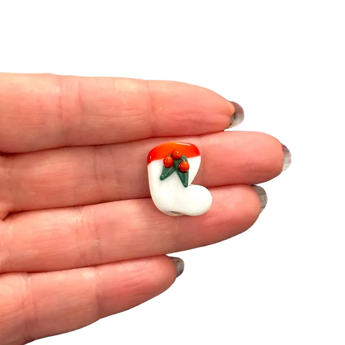 Xmas Stocking Hand Made Murano Glass Charm Vertical Hole Xmas Stocking Charm Peppy Beads Charm Necklaces Xmas Stocking Hand Made Murano Glass Charm Vertical Hole Xmas Stocking Charm Peppy Beads Charm Necklaces