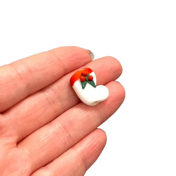 Xmas Stocking Hand Made Murano Glass Charm Vertical Hole Xmas Stocking Charm Peppy Beads Charm Necklaces Xmas Stocking Hand Made Murano Glass Charm Vertical Hole Xmas Stocking Charm Peppy Beads Charm Necklaces