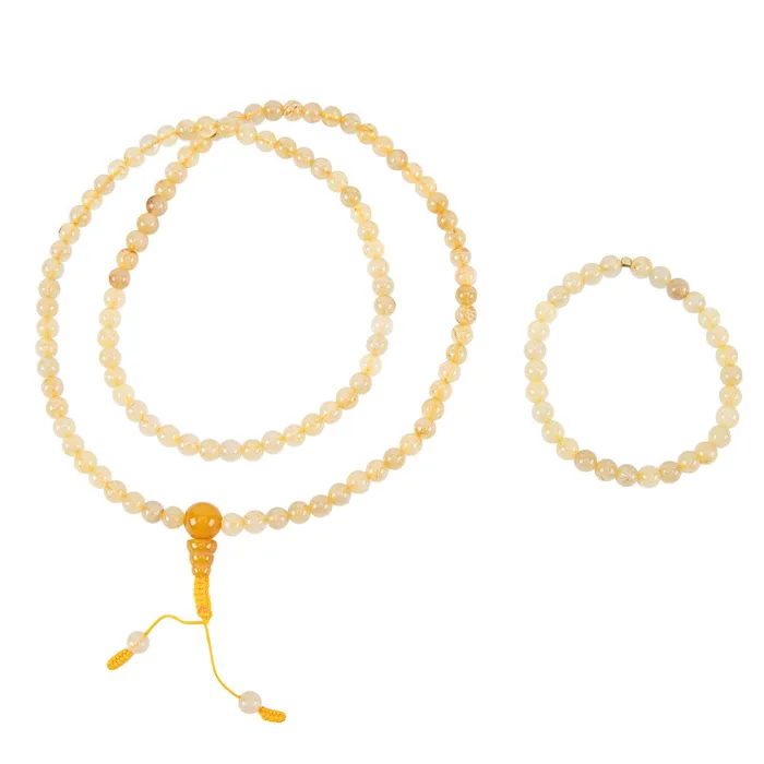 Yellow Agate Mala Set Nirvana Mala Earrings