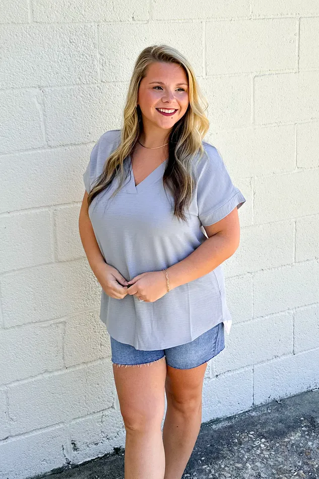 Zenana Earrings Everyday Casual Top Sleet