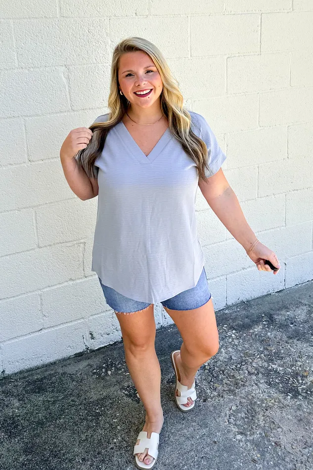 Zenana Earrings Everyday Casual Top Sleet