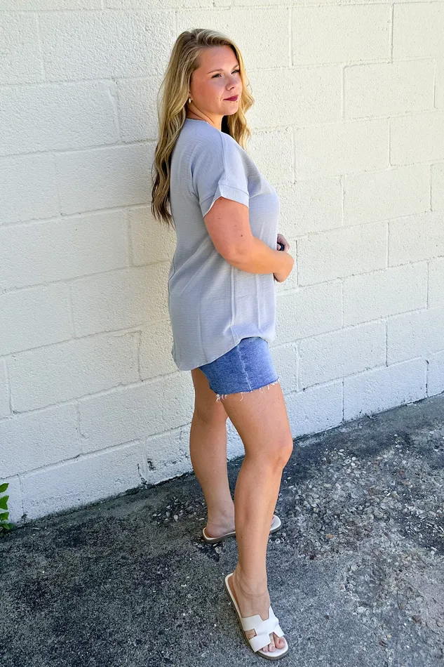 Zenana Earrings Everyday Casual Top Sleet