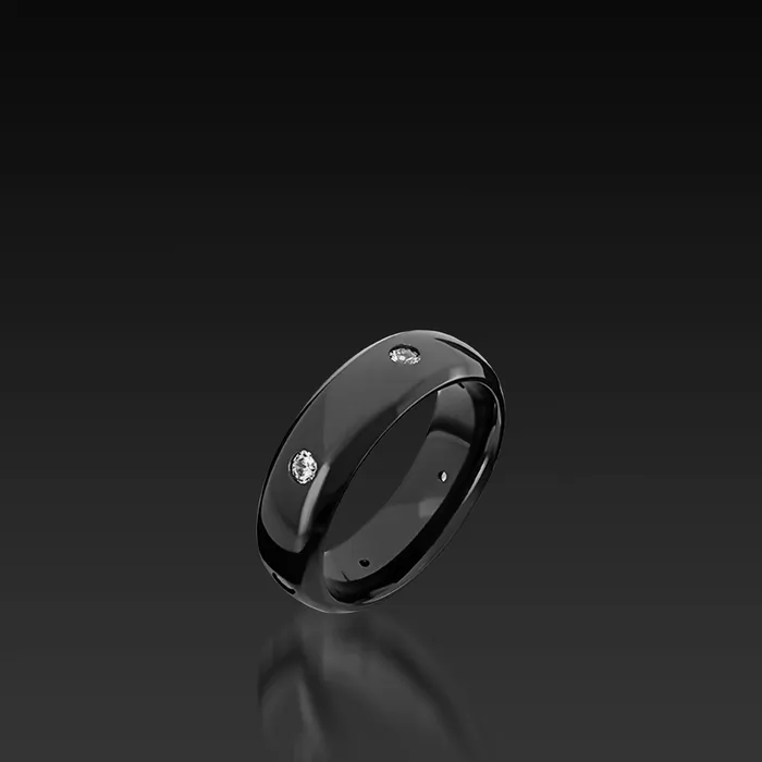 Zirconium domed Band with Diamonds Shop John Atencio Rings